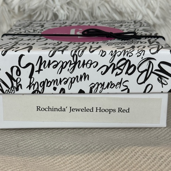 Sassy Jones Rochinda Jeweled Hoops Red - Picture 3 of 3